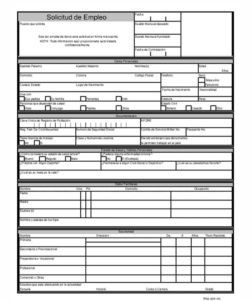 Solicitud de Empleo Digital Editable – Formato Profesional para Descargar