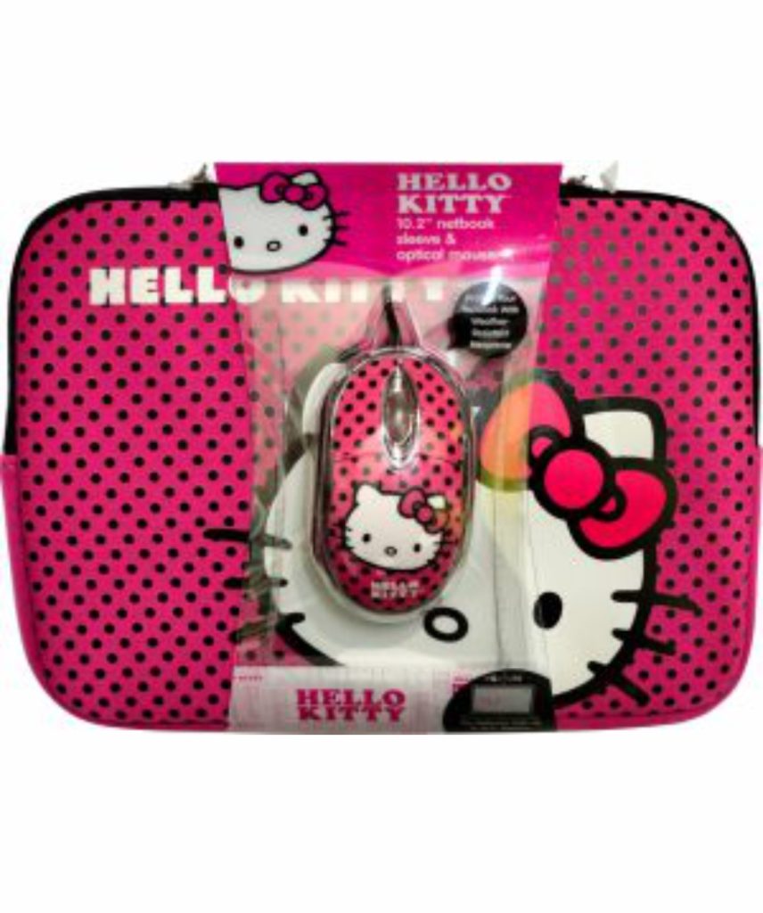 Funda SAKAR Hello Kitty 10.2" para Netbook + Mouse Óptico – Estuche Protector Laptop
